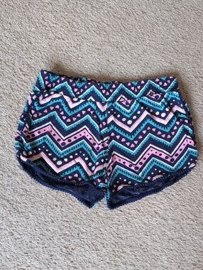 ❤️4/$20 Justice Navy Chevron Lounge Shorts with Teal & Pink Accents